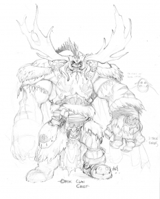 Orok Clan Chieftain concept art from the video game Dungeon Runners by Joe Madureira