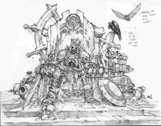 Crypt Throne concept art from the video game Dungeon Runners by Joe Madureira