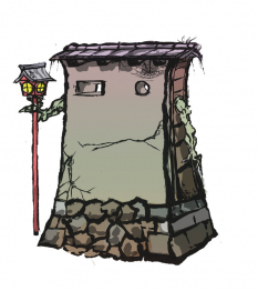 Blockhead concept art from the video game Okami