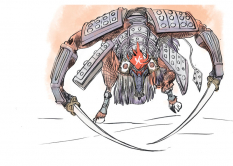 Crimson Helm concept art from the video game Okami
