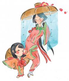 Camille And Cammellia concept art from the video game Okami