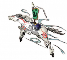 Celestial Brush God Kazegami concept art from the video game Okami