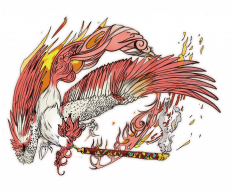 Celestial Brush God Moegami concept art from the video game Okami