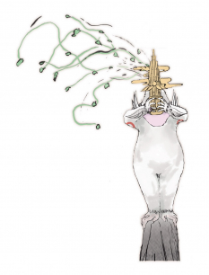 Celestial Brush God Sakigami concept art from the video game Okami
