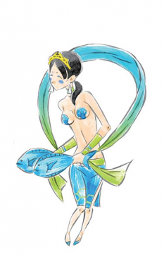 Dragon Dancer concept art from the video game Okami