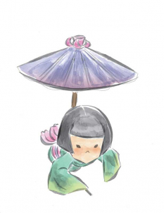 Fashion Girl concept art from the video game Okami