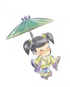 Fashion Girl Friend concept art from the video game Okami