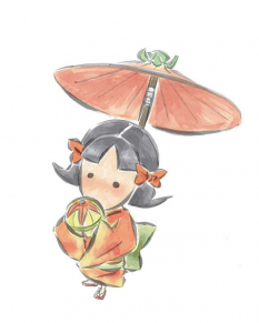 Fashion Girl Friend concept art from the video game Okami