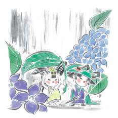 Issun And Miya concept art from the video game Okami
