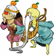 Mr and Mrs Orange concept art from the video game Okami