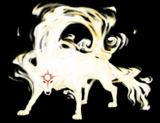 Amaterasu concept art from the video game Okami