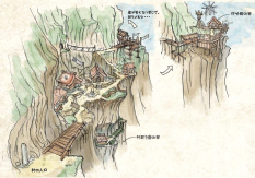 Kusa Village concept art from the video game Okami