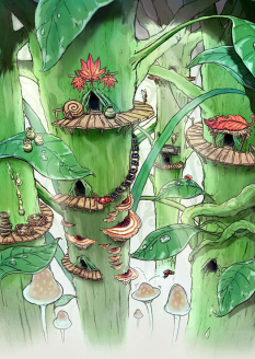 Ponc'Tan concept art from the video game Okami