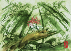 Scene Concept art from the video game Okami