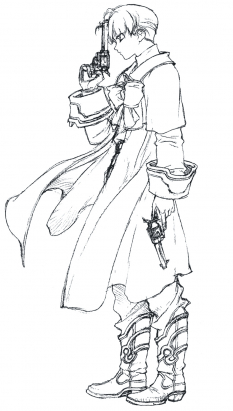 Billy Lee Black Sketch concept art from the video game Xenogears