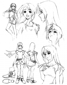 Elly Casual Sketches concept art from the video game Xenogears