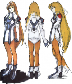 Elly Front Back Side concept art from the video game Xenogears