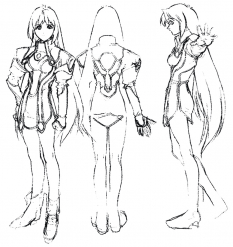 Elly Poses Sketch concept art from the video game Xenogears
