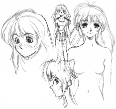 Elly Sketches concept art from the video game Xenogears