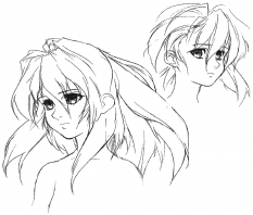 Emeralda Face Sketches concept art from the video game Xenogears