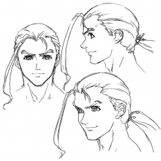 Fei Face Sketches concept art from the video game Xenogears