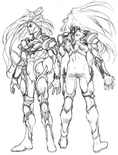 Id Sketch concept art from the video game Xenogears