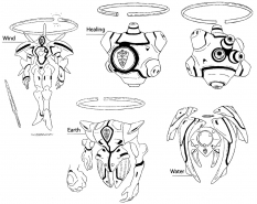 Deus Angels concept art from the video game Xenogears