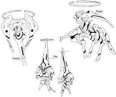 Deus Angels concept art from the video game Xenogears