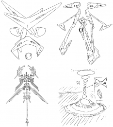The Four Pillars Of Deus concept art from the video game Xenogears
