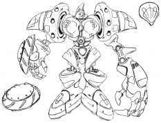 Clawknight concept art from the video game Xenogears