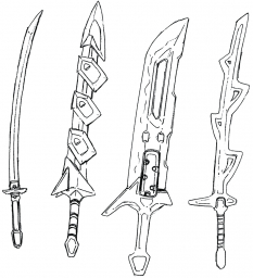 Fenrir Swords concept art from the video game Xenogears