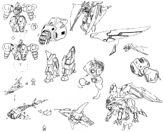 G Elements Transformation concept art from the video game Xenogears