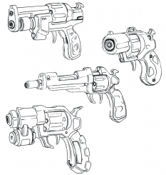 Renmazuo Guns concept art from the video game Xenogears