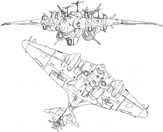 Kislev Military Vessel Views concept art from the video game Xenogears