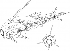 Solaris Frigate Ship concept art from the video game Xenogears