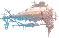 Airship concept art from the video game Bravely Default