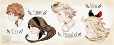 Main Character Faces concept art from the video game Bravely Default