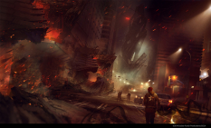 Concrete Explore Heat concept art from the video game inFAMOUS Second Son by Levi Hopkins