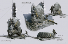 Concrete Light Rig Props concept art from the video game inFAMOUS Second Son by Levi Hopkins
