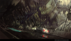 Concrete Wall concept art from the video game inFAMOUS Second Son by Levi Hopkins