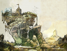 Background Concept art from the video game Child of Light by Serge-Melvil Meirinho