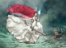 Adult Aurora concept art from the video game Child of Light by Serge-Melvil Meirinho