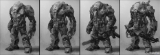 Mech Suit Designs concept art from the video game Titanfall by James Paick