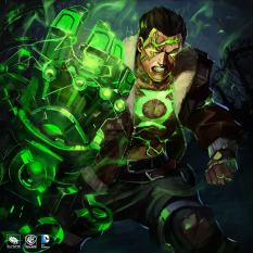 Atomic Green Lantern concept art from the video game Infinite Crisis by Phong Nguyen