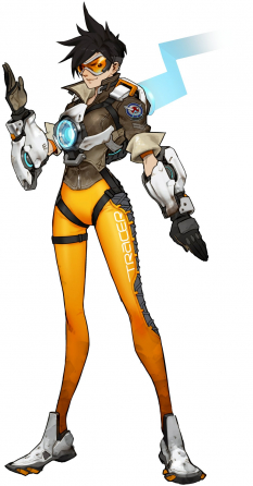 Tracer concept art from the video game Overwatch by Arnold Tsang