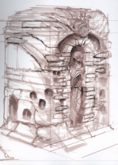 Sarcophagus Rough Sketch concept art from The Elder Scrolls V: Skyrim by Adam Adamowicz