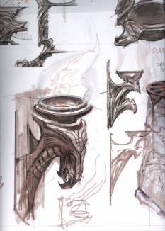 Sconce concept art from The Elder Scrolls V: Skyrim by Adam Adamowicz