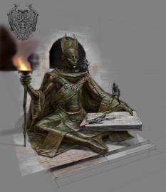 Falmer Statue concept art from The Elder Scrolls V: Skyrim by Adam Adamowicz