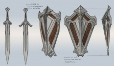 Imperial Sword Shield concept art from The Elder Scrolls V: Skyrim by Adam Adamowicz