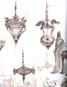 Hanglamp concept art from The Elder Scrolls V: Skyrim by Adam Adamowicz